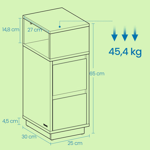 Rootz 2 Piece Set Bedside Tables - Narrow Side Tables - Nightstands with Drawers - Space-Saving Design - 30cm x 25cm x 65cm