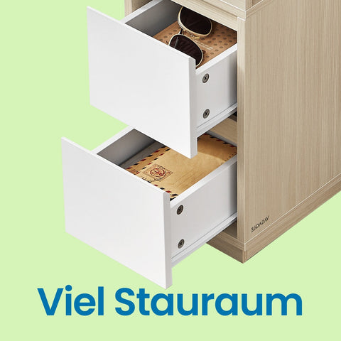 Rootz 2 Piece Set Bedside Tables - Narrow Side Tables - Nightstands with Drawers - Space-Saving Design - 30cm x 25cm x 65cm