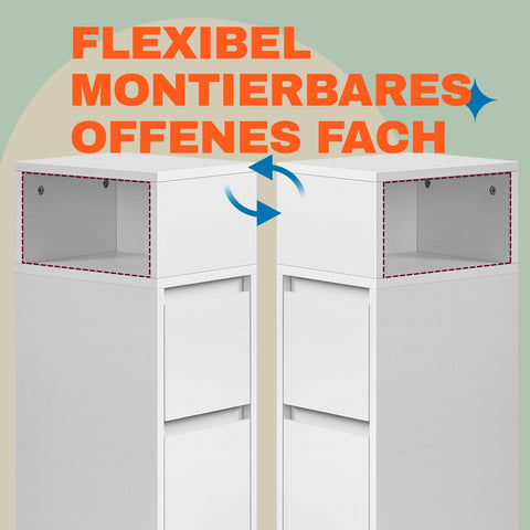 Rootz 2 Piece Bedside Table Set - Side Table - Nightstand - Space-Saving Design - 30cm x 25cm x 65cm