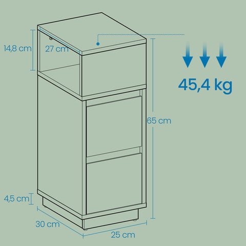Rootz 2 Piece Bedside Table Set - Side Table - Nightstand - Space-Saving Design - 30cm x 25cm x 65cm
