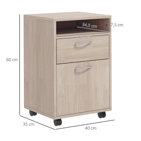 Rootz Rolling Drawer Cabinet - File Storage - Office Organizer - Ample Storage Space - 40 x 35 x 60 cm