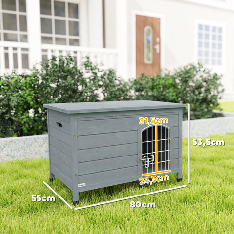 Rootz Dog House – Pet Hut – Dog Box – Fir Wood, Easy Cleaning – 80cm x 55cm x 53.5cm