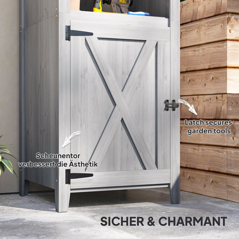 Rootz Garden Shed - Outdoor Storage Cabinet - Wooden Tool Shelter - Slim Design - Fir Wood - 60cm x 60cm x 160cm