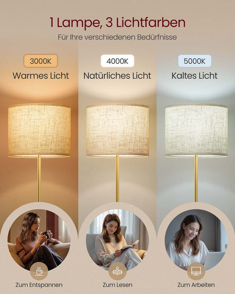 Rootz Gold Black Floor Lamp - Tall Standing Light - Adjustable Height - Elegant Home Decor - Steel & Linenimity - 30x30x140-170cm