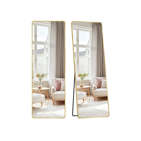 Rootz Full Body Mirror - Rectangular Mirror - Tall Mirror - Hard Glass & Aluminum - 160cm x 50cm - Elegant  Gold Finish
