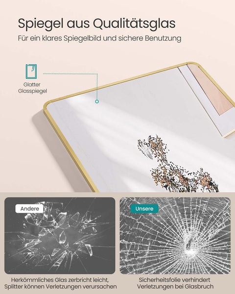 Rootz Full Body Mirror - Rectangular Mirror - Tall Mirror - Hard Glass & Aluminum - 160cm x 50cm - Elegant  Gold Finish