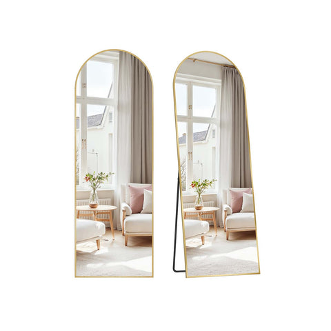 Rootz Full Body Mirror - Full-Length Mirror - Tall Mirror - Enhances Space - 160cm x 50cm -  Gold - Hard Glass & Aluminum Alloy