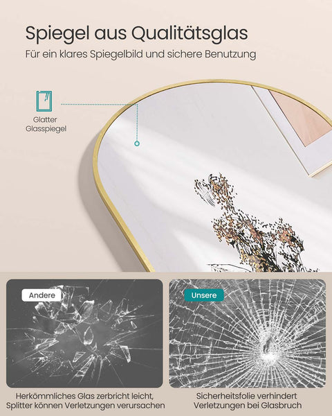 Rootz Full Body Mirror - Full-Length Mirror - Tall Mirror - Enhances Space - 160cm x 50cm -  Gold - Hard Glass & Aluminum Alloy