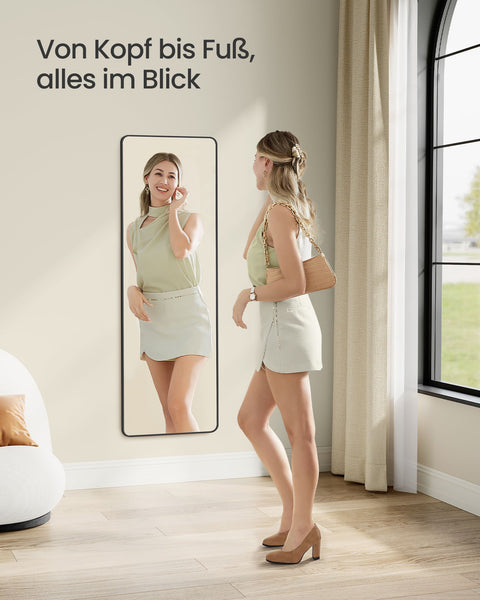 Rootz Full-Length Mirror - Body Mirror - Rectangular Ink Black - Tempered Glass - 120 x 40cm