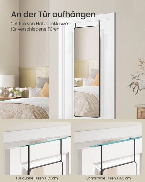 Rootz Full-Length Mirror - Body Mirror - Rectangular Ink Black - Tempered Glass - 120 x 40cm