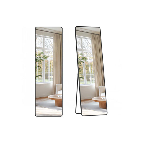 Rootz Full Body Mirror - Rectangular Mirror - Large Wall Mirror - Hard Glass & Aluminum - 150cm x 40cm  Black