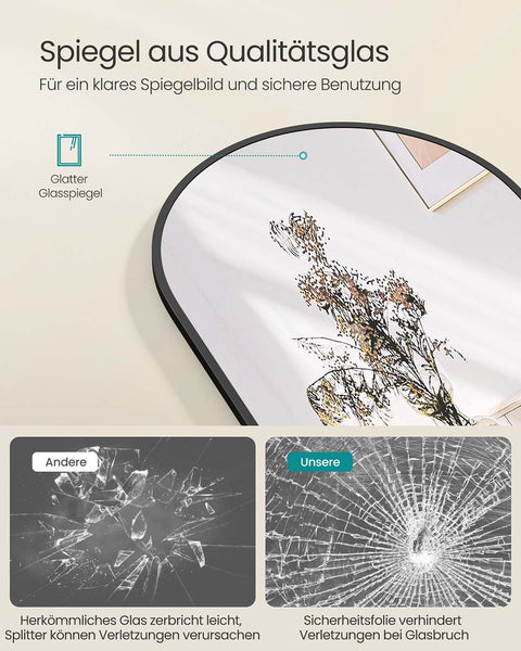 Rootz Full Body Mirror - Full-Length Mirror - Tall Mirror - Hard Glass & Aluminum - 150cm x 40cm - Sleek Design