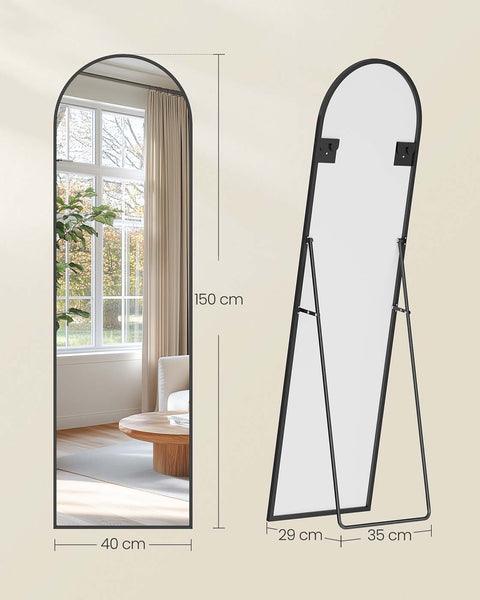 Rootz Full Body Mirror - Full-Length Mirror - Tall Mirror - Hard Glass & Aluminum - 150cm x 40cm - Sleek Design