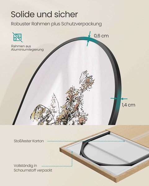 Rootz Full Body Mirror - Full-Length Mirror - Tall Mirror - Hard Glass & Aluminum - 150cm x 40cm - Sleek Design