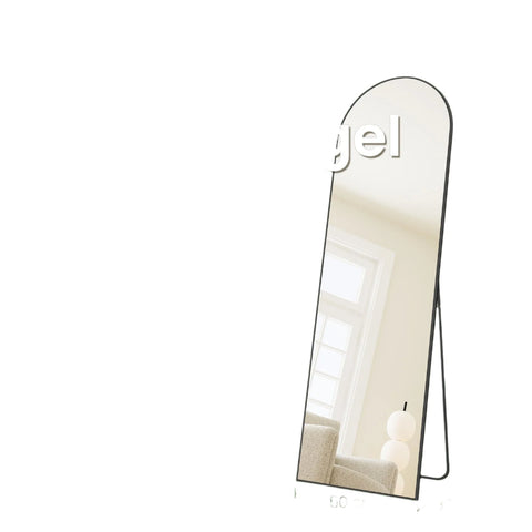 Rootz Full Body Mirror - Bent Mirror - Standing Wall-Mounted - Durable Hard Glass - 160 x 50 cm Ink Black