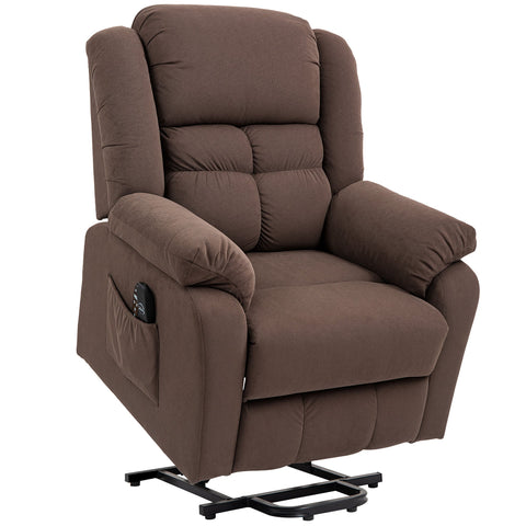 Rootz Stand-Up Recliner Chair - Massage Chair - Heated Chair - Cozy Comfort - 92W x 102D x 104H cm - Brown Velvet Finish