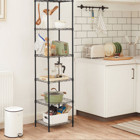 Rootz 5 Tier Black Cake Rack - Steel Baking Stand - Storage Organizer - Heavy Duty - 29cm x 40cm x 160cm