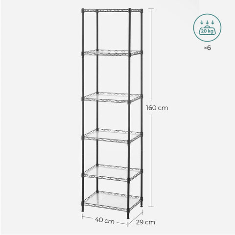 Rootz 5 Tier Black Cake Rack - Steel Baking Stand - Storage Organizer - Heavy Duty - 29cm x 40cm x 160cm