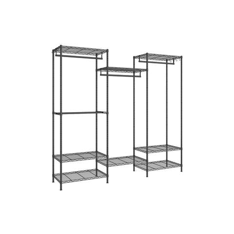 Rootz Steel Clothes Rack - Garment Rack - Wardrobe Organizer - Heavy Duty - Ink Black - 40cm x 175cm x 180cm