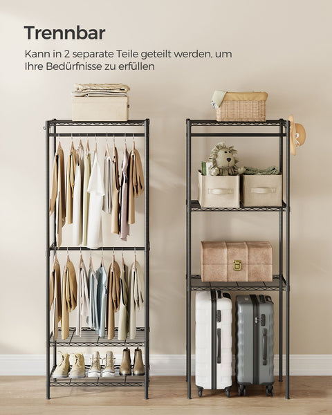 Rootz Steel Clothes Rack - Garment Rack - Wardrobe Organizer - Heavy Duty - Ink Black - 40cm x 175cm x 180cm