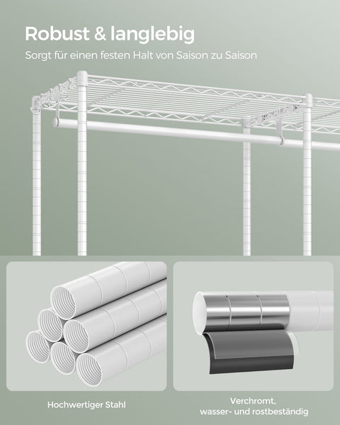 Rootz Steel Clothes Rack - Garment Rack - Wardrobe Organizer - Cloud White - Heavy Duty - Spacious - 40cm x 175cm x 180cm