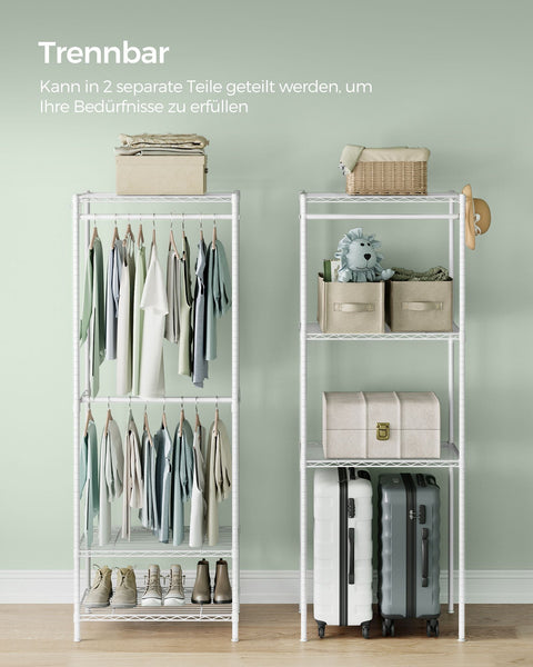 Rootz Steel Clothes Rack - Garment Rack - Wardrobe Organizer - Cloud White - Heavy Duty - Spacious - 40cm x 175cm x 180cm