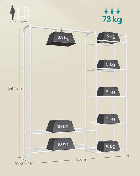 Rootz Clothing Staircase - Garment Rack - Clothes Organizer - Steel Construction - 29cm x 112cm x 158.4cm