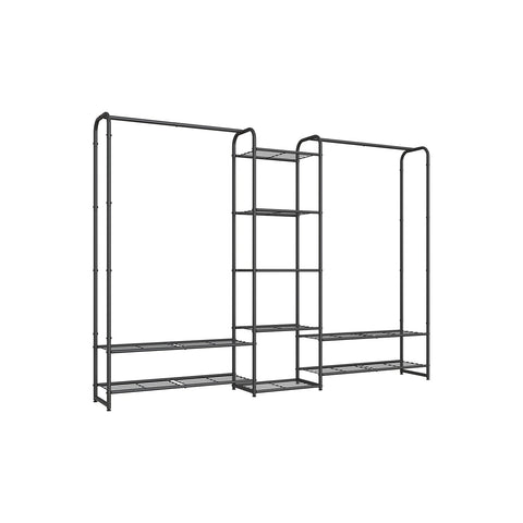 Rootz Clothes Rack - Garment Rack - Wardrobe Organizer - Heavy Duty - 29 x 183 x 158.4 cm - Matte Black Steel