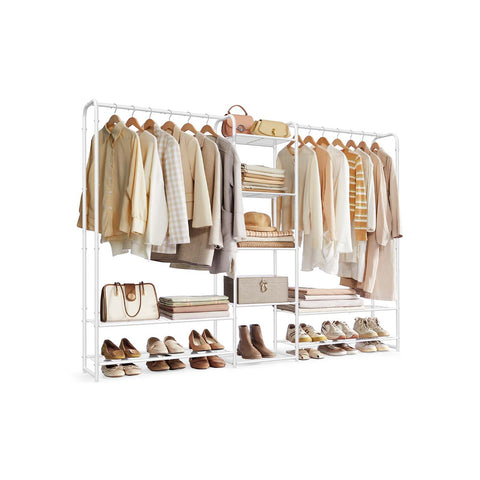 Rootz Clothing Staircase - Garment Rack - Clothes Organizer - Steel Frame - White - 29x183x158.4cm