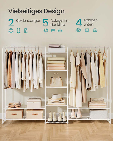 Rootz Clothing Staircase - Garment Rack - Clothes Organizer - Steel Frame - White - 29x183x158.4cm