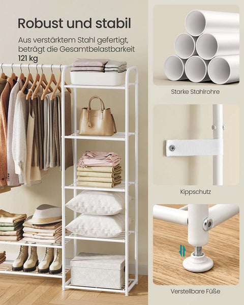 Rootz Clothing Staircase - Garment Rack - Clothes Organizer - Steel Frame - White - 29x183x158.4cm