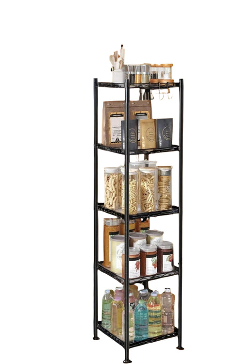 Rootz Bathroom Shelf Stand - Metal Shelf - Space-Saving Storage - No Tools Needed - 30 x 30 x 123.5 cm