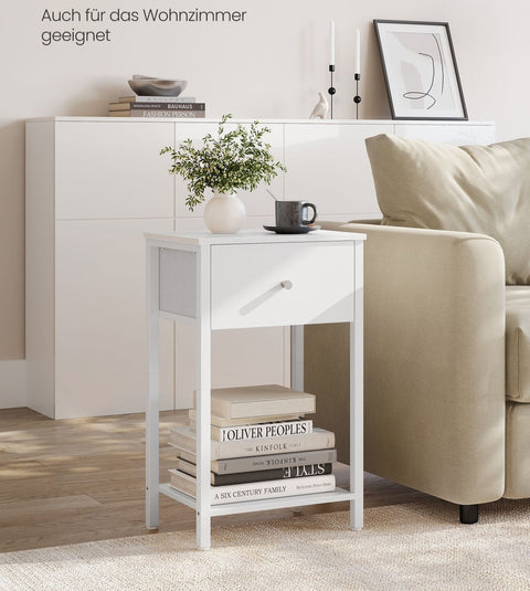 Rootz Side Table Set of 2 - Accent Table - End Table - Fabric Drawer - 28cm x 38cm x 61cm