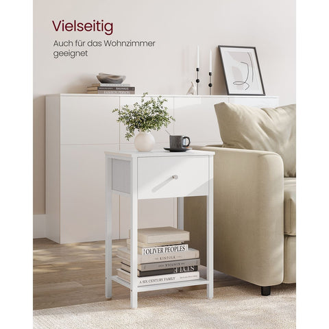 Rootz 2-delige set nachtkastjes - nachtkastje - bijzettafels - spaanplaat staal niet-geweven stof - 28 cm x 38 cm x 61 cm - wit - lichtgewicht - stevig - eenvoudige montage