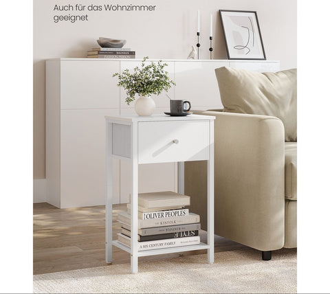 Rootz Side Table Set of 2 - Accent Table - End Table - Fabric Drawer - 28cm x 38cm x 61cm