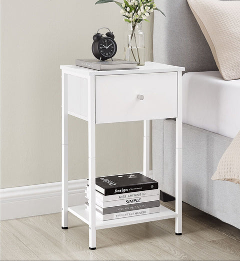 Rootz Side Table Set of 2 - Accent Table - End Table - Fabric Drawer - 28cm x 38cm x 61cm