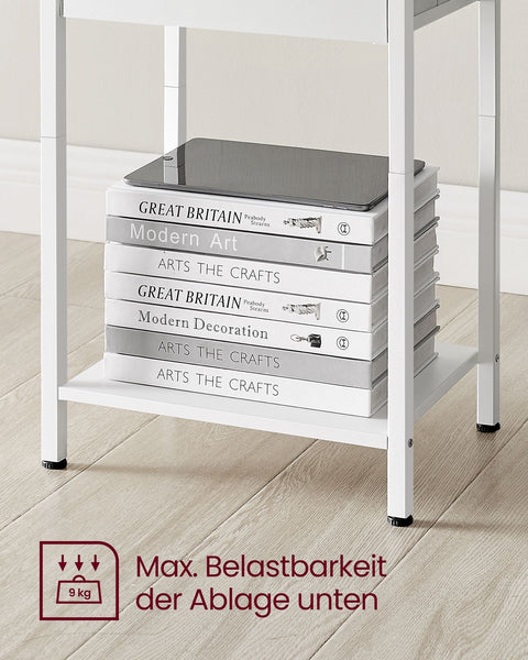 Rootz Side Table Set of 2 - Accent Table - End Table - Fabric Drawer - 28cm x 38cm x 61cm