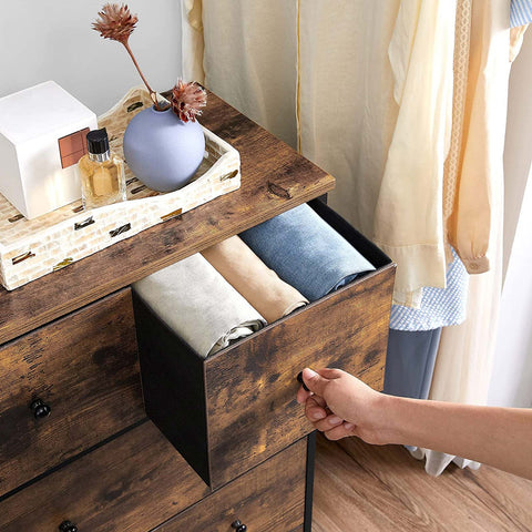 Rootz Fabric Drawer Chest - Dresser - Storage Cabinet - Child-Friendly - 56cm x 30cm x 89.3cm