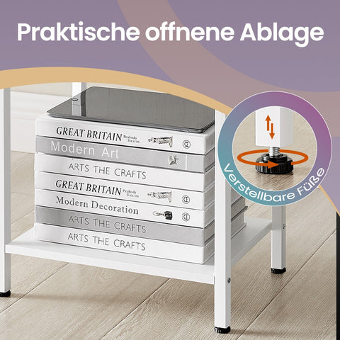 Rootz Bedside Table - Side Table - Nightstand - With Shelf & Fabric Drawer - Space-saving Design - 28.1cm x 38.1cm x 61.1cm