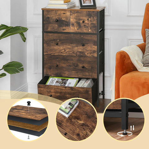 Rootz Chest of Drawers - Dresser - Storage Cabinet - Child-Friendly - 56cm x 30cm x 89.3cm