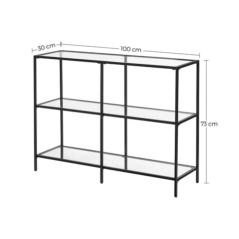 Rootz Console Table - Hallway Table - Entryway Table - Stylish & Durable - 100cm x 30cm x 73cm - Steel & Tempered Glass