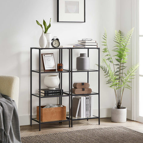 Rootz 4 Tier Standing Shelf - Display Shelf - Storage Rack - Tempered Glass - 40 x 30 x 95 cm