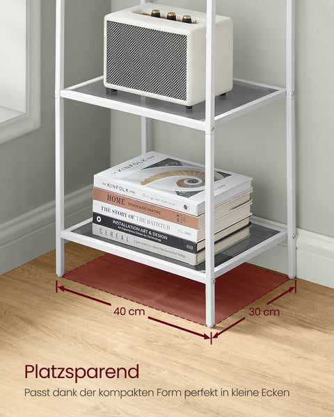 Rootz Metal and Glass Shelf - Display Stand - Storage Rack - Sleek Design - Sturdy Construction - Easy Assembly - 30cm x 40cm x 95cm