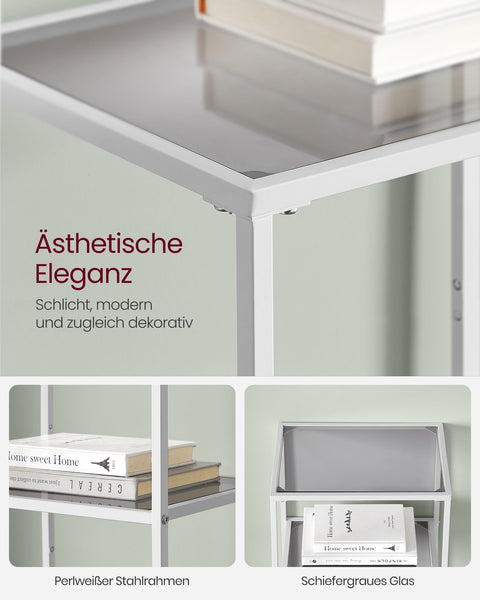 Rootz Metal and Glass Shelf - Display Stand - Storage Rack - Sleek Design - Sturdy Construction - Easy Assembly - 30cm x 40cm x 95cm