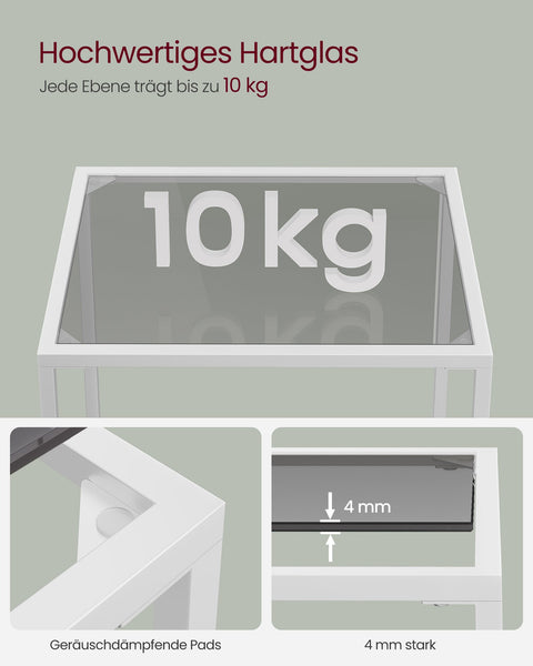 Rootz Metal and Glass Shelf - Display Stand - Storage Rack - Sleek Design - Sturdy Construction - Easy Assembly - 30cm x 40cm x 95cm