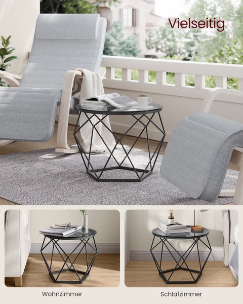 Rootz 2 Piece Set Side Tables - End Tables - Tempered Glass Steel - Lightweight - Easy Assembly - Modern Design - 50cm x 40cm x 40cm & 40cm x 36cm x 36cm
