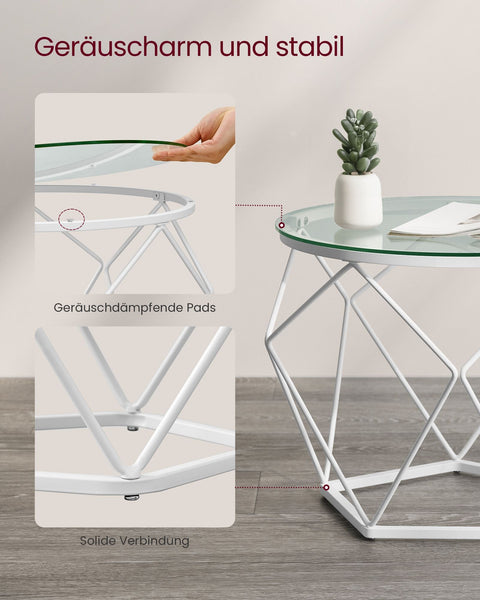 Rootz 2-Piece Set Living Room Tables - Coffee Tables - Glass Tables - Tempered Glass - 50cm x 40cm & 40cm x 36cm
