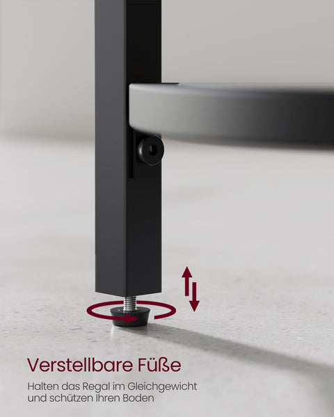 Rootz Classic Black Corner Shelf - Steel Glass Display Stand - Tempered Glass Shelving - Space Saving - Easy Assembly - Modern Design - 28cm x 28cm x 158cm