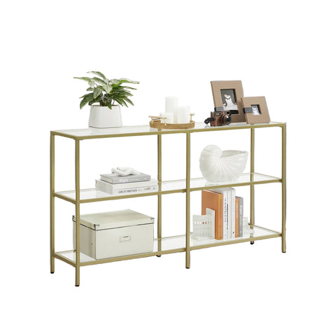 Rootz Console Table - Entryway Table - Hallway Table - Steel & Glass - Stability & Safety Features - 130 x 30 x 73 cm