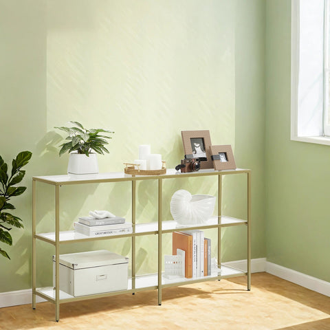 Rootz Console Table - Entryway Table - Hallway Table - Steel & Glass - Stability & Safety Features - 130 x 30 x 73 cm